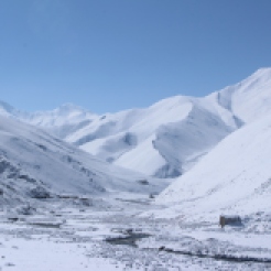 Dho valley covered in snow in April.